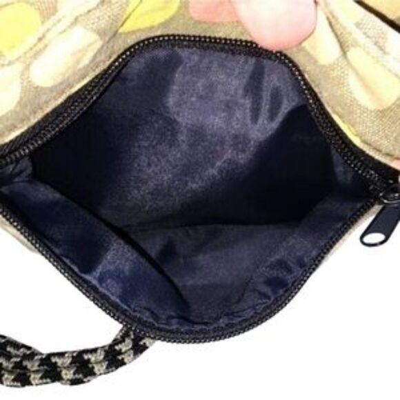 Kavu Limited Edition Tan With Pink & Yellow Polka Dot Canvas Rope Crossbody Bag - Picture 10 of 12